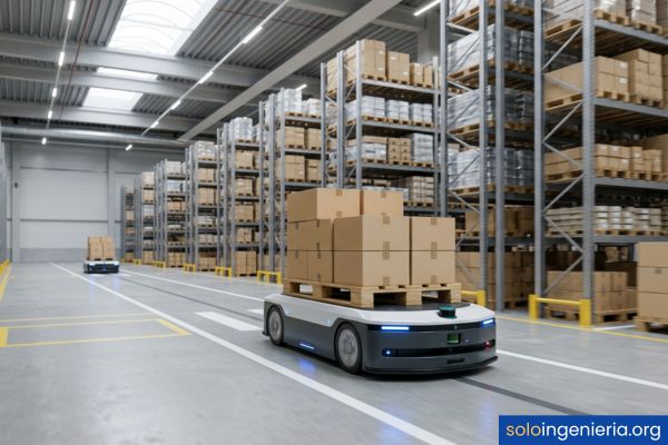 AGV en almacenes (Vehículos Guiados Automáticamente)