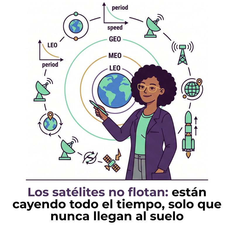 como orbitan los satelites artificiales