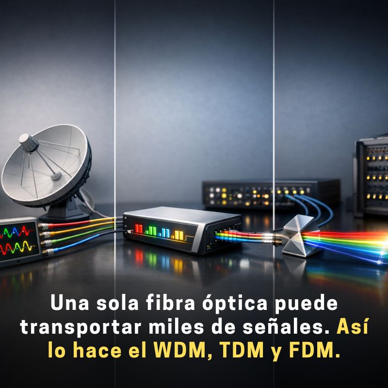 diferencia entre FDM, TDM y WDM en sistemas de telecomunicaciones