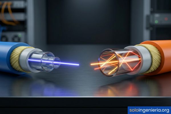 diferencia entre fibra óptica monomodo y multimodo
