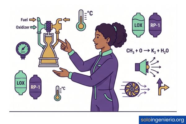 funcionamiento de un motor de cohete
