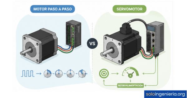 diferencia entre motor paso a paso y servomotor