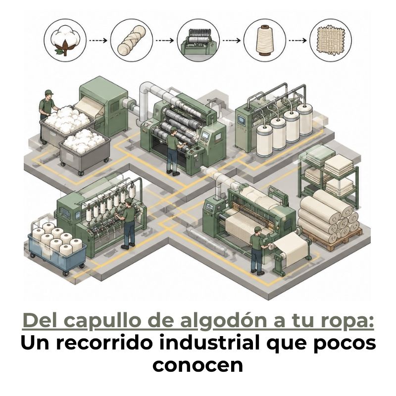 transformación industrial de la fibra de algodón