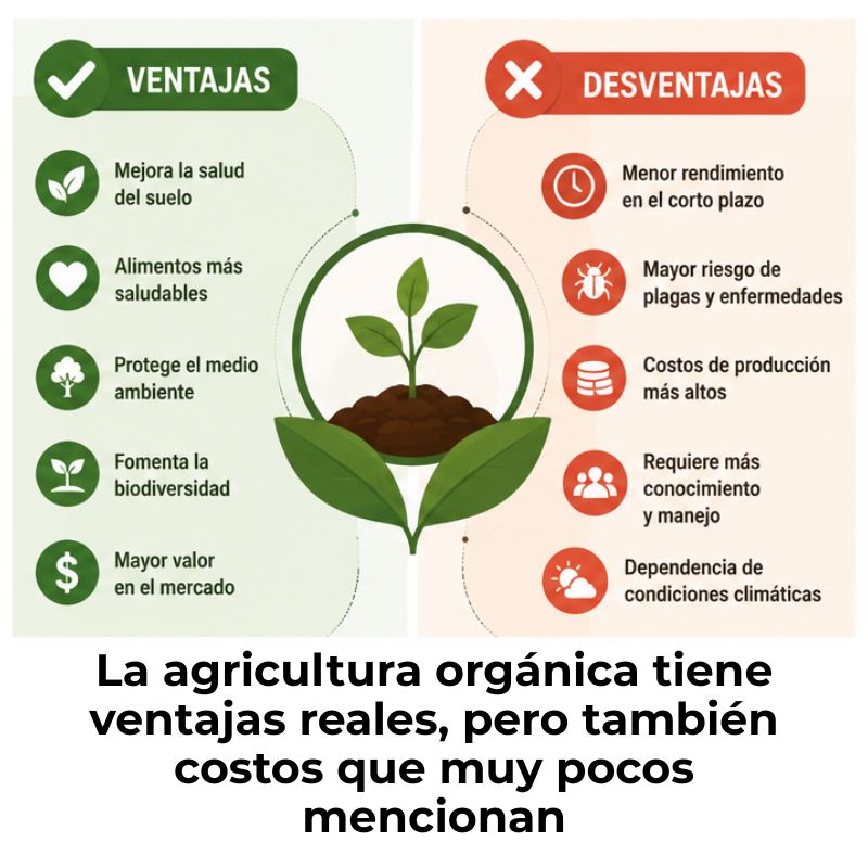ventajas y desventajas de la agricultura orgánica