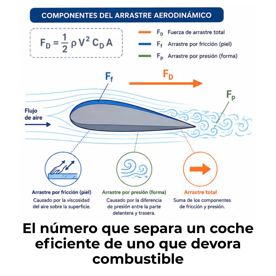 cómo se calcula la fuerza de arrastre aerodinámico