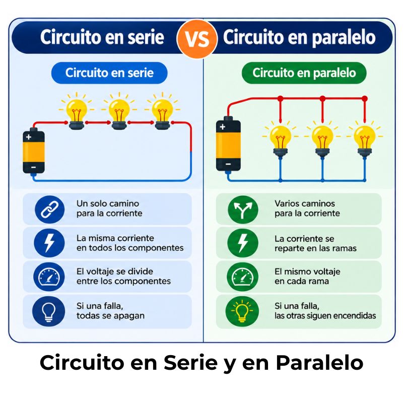 diferencia entre circuito en serie y en paralelo