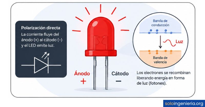 cómo funciona un diodo led