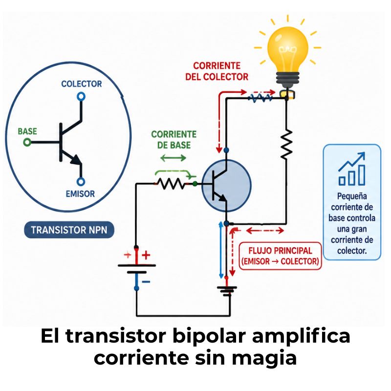 cómo funciona un transistor bipolar