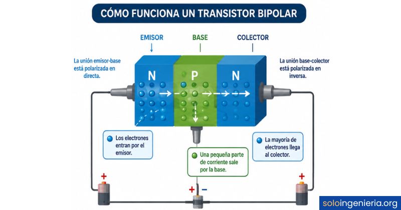 cómo funciona un transistor bipolar