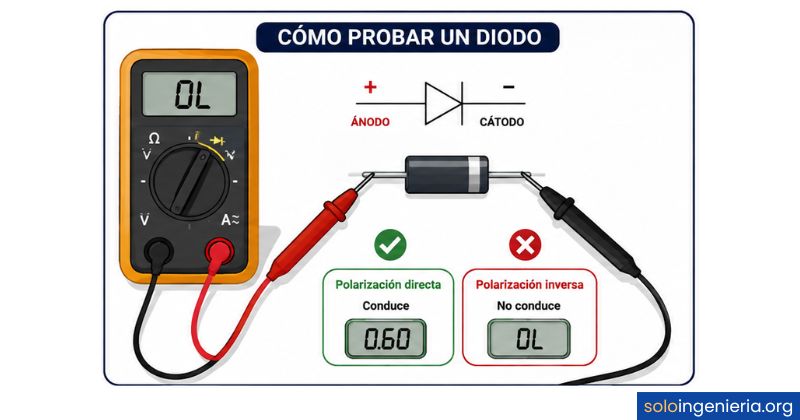cómo probar un diodo con multímetro