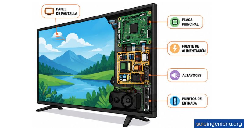 componentes electrónicos de un televisor moderno
