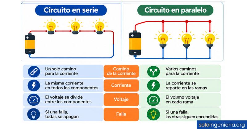 diferencia entre circuito en serie y en paralelo