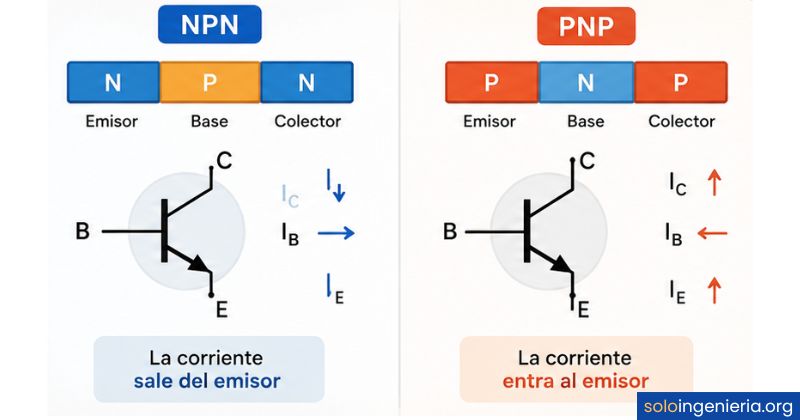 diferencia entre transistor npn y pnp