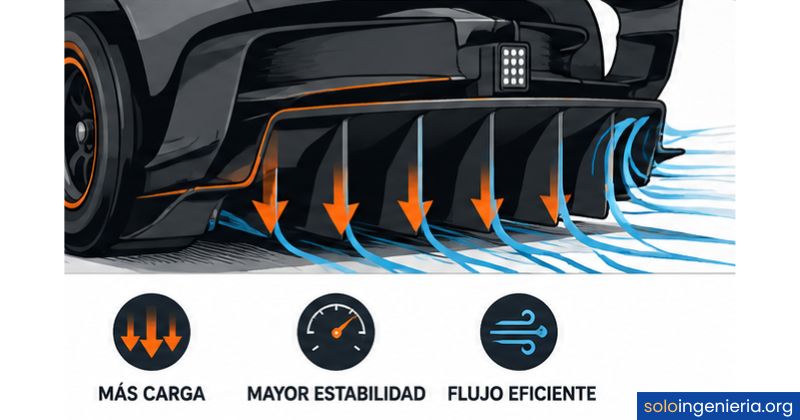 difusor aerodinámico trasero en autos de carreras