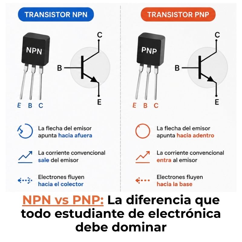 diferencia entre transistor npn y pnp