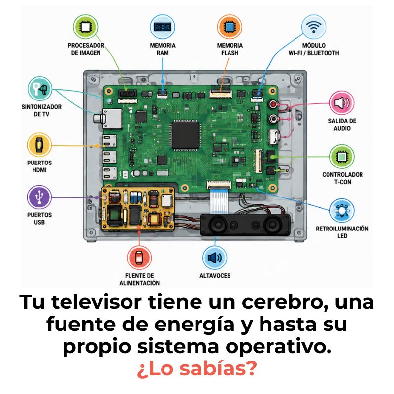 componentes electrónicos de un televisor moderno