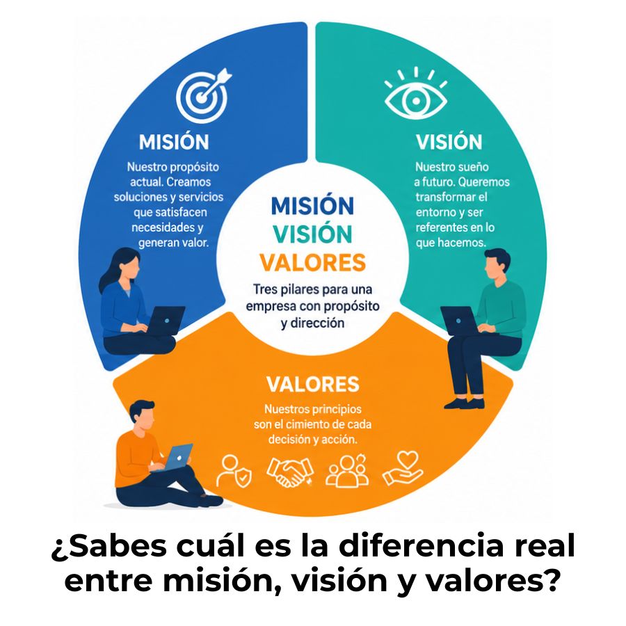 diferencia entre misión, visión y valores empresariales