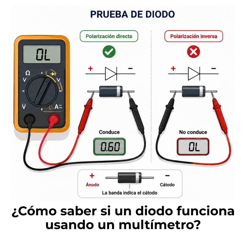 cómo probar un diodo con multímetro
