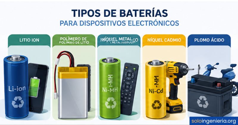 tipos de baterías para dispositivos electrónicos