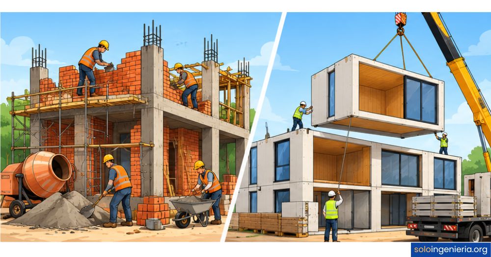 construcción tradicional vs industrializada