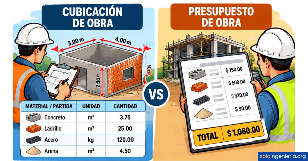 diferencia entre cubicación y presupuesto de obra