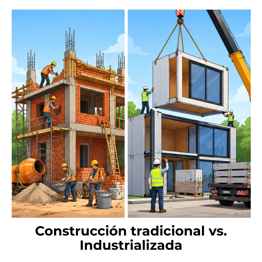 qué es la construcción tradicional y la industrializada