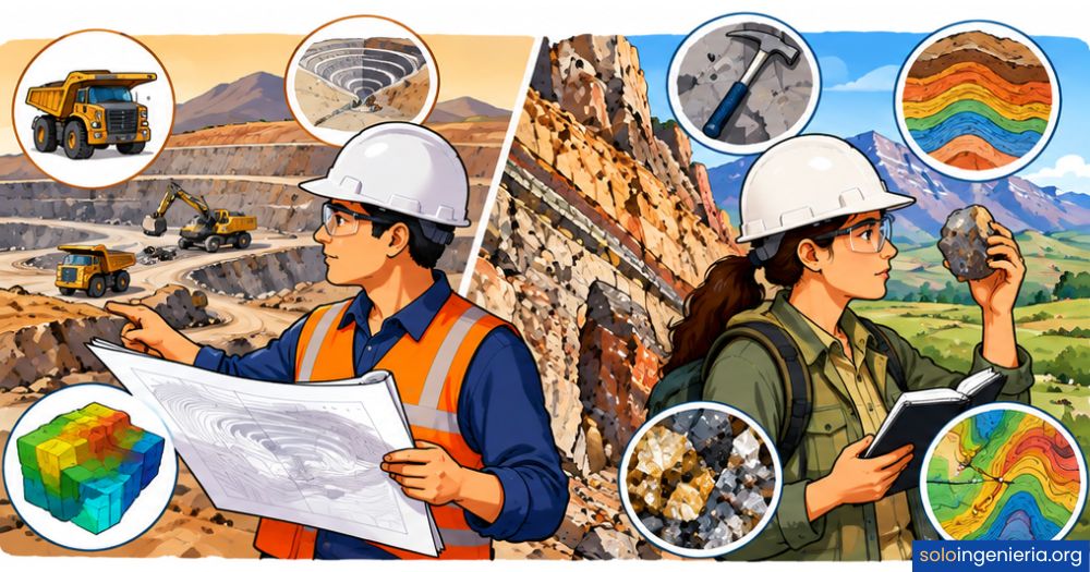 diferencia entre ingeniería de minas y geología