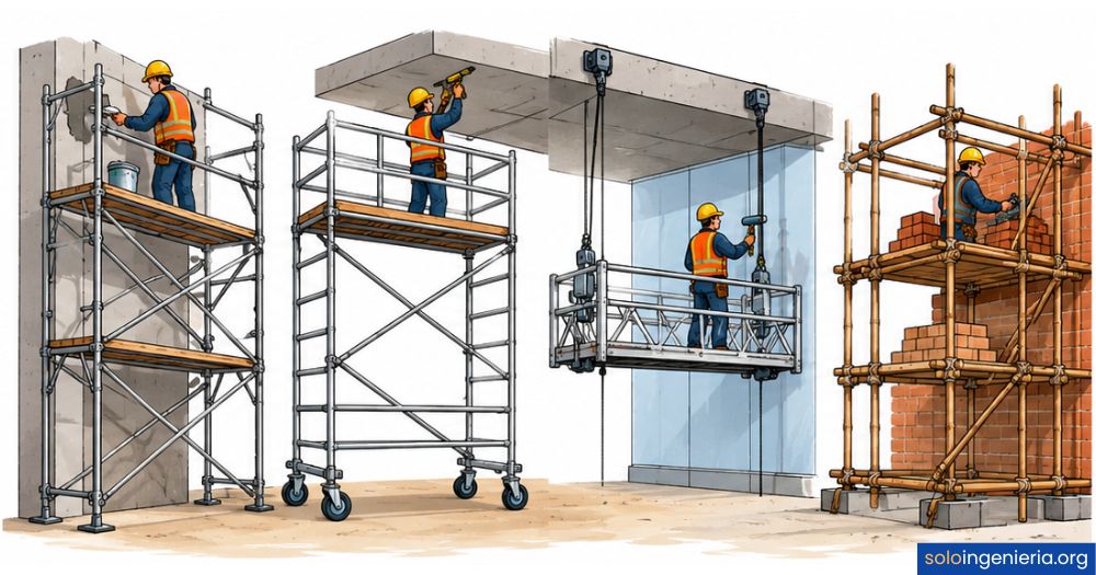 tipos de andamios para construcción